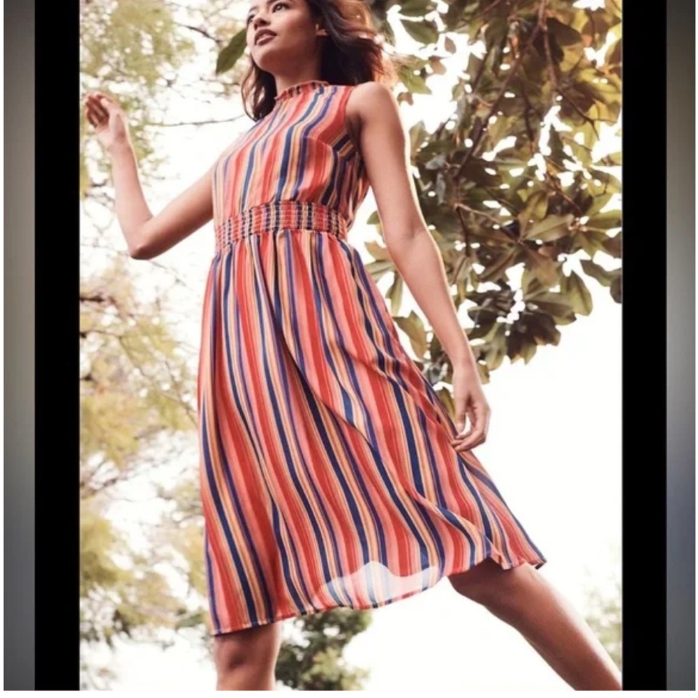 ModCloth Savor The Occasion Dress Striped Multicolor Print Size M